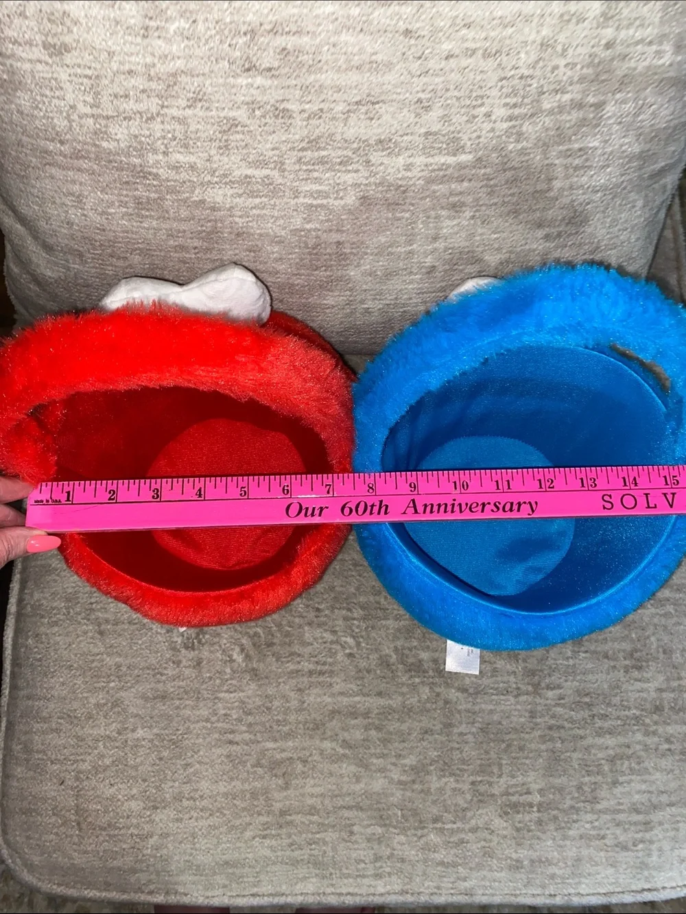 Plush Elmo & Cookie Monster Character Baskets - Blue and Red Easter,Halloweenetc